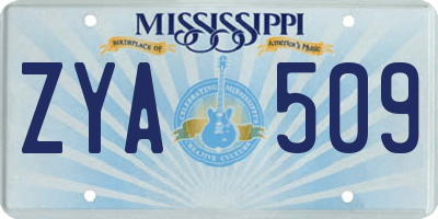 MS license plate ZYA509