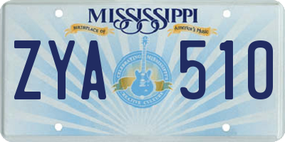 MS license plate ZYA510