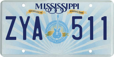 MS license plate ZYA511