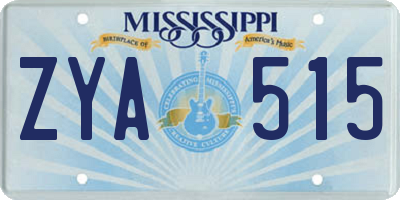 MS license plate ZYA515