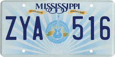 MS license plate ZYA516