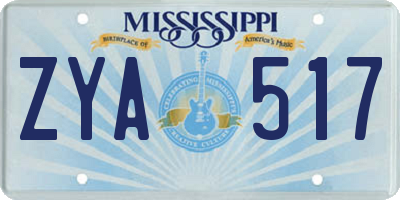 MS license plate ZYA517