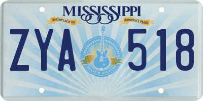 MS license plate ZYA518