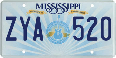 MS license plate ZYA520
