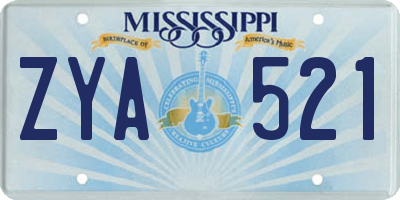 MS license plate ZYA521