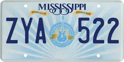 MS license plate ZYA522