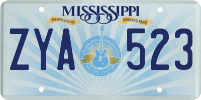 MS license plate ZYA523