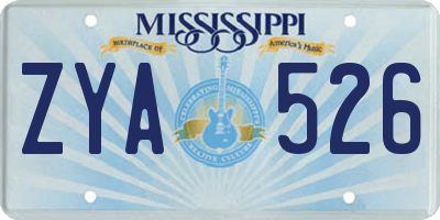 MS license plate ZYA526
