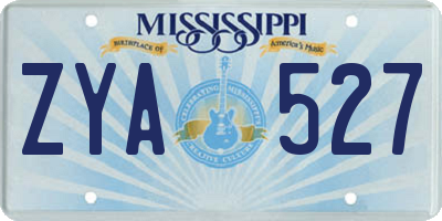 MS license plate ZYA527