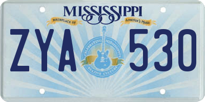 MS license plate ZYA530