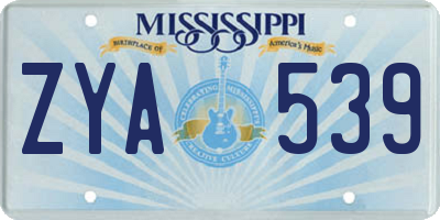 MS license plate ZYA539