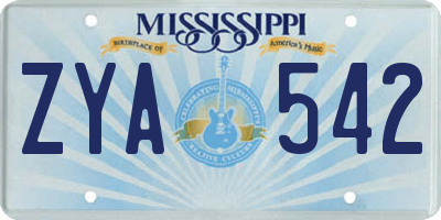 MS license plate ZYA542