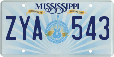 MS license plate ZYA543