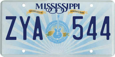 MS license plate ZYA544