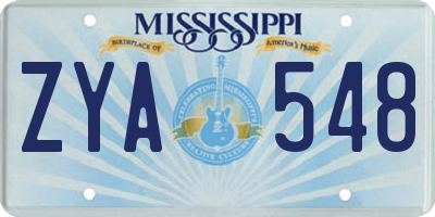 MS license plate ZYA548