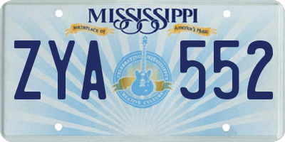 MS license plate ZYA552