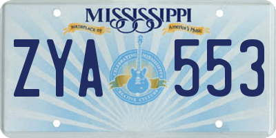 MS license plate ZYA553