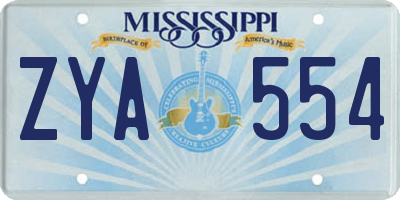MS license plate ZYA554