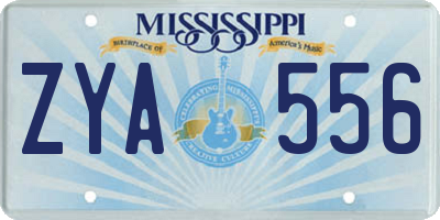 MS license plate ZYA556