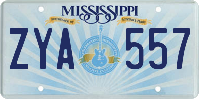 MS license plate ZYA557