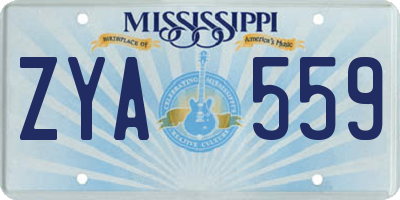 MS license plate ZYA559
