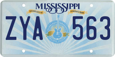 MS license plate ZYA563