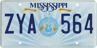 MS license plate ZYA564