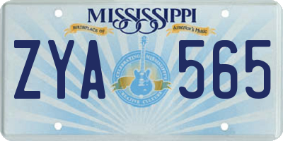 MS license plate ZYA565