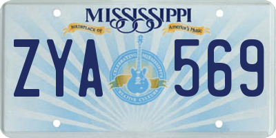 MS license plate ZYA569