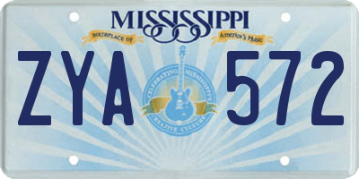 MS license plate ZYA572
