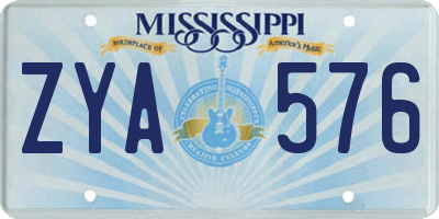 MS license plate ZYA576