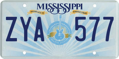 MS license plate ZYA577