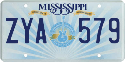 MS license plate ZYA579