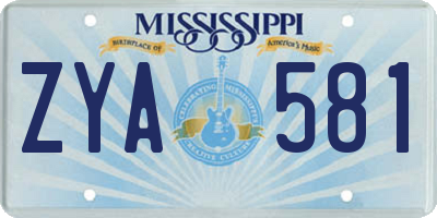 MS license plate ZYA581
