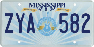 MS license plate ZYA582