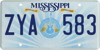 MS license plate ZYA583