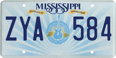 MS license plate ZYA584