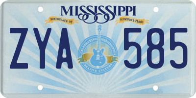 MS license plate ZYA585