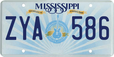 MS license plate ZYA586