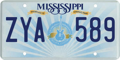 MS license plate ZYA589