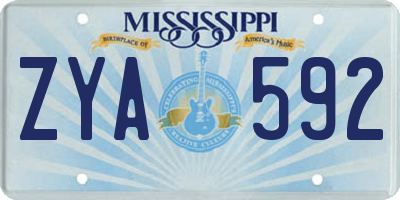 MS license plate ZYA592