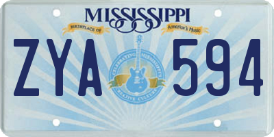 MS license plate ZYA594