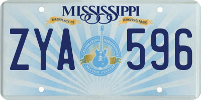 MS license plate ZYA596