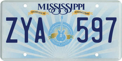 MS license plate ZYA597