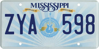 MS license plate ZYA598