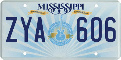 MS license plate ZYA606