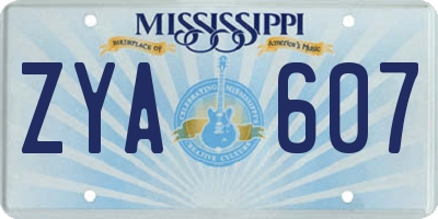 MS license plate ZYA607