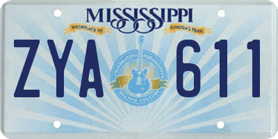 MS license plate ZYA611