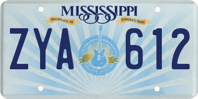 MS license plate ZYA612