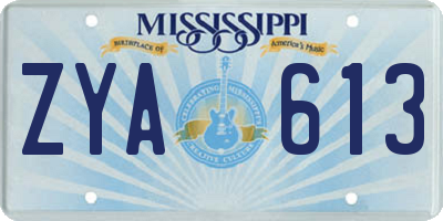 MS license plate ZYA613
